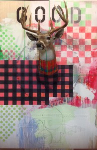 Good, taxidermy deer head, mixed media painting on board, Bruce Pashak
