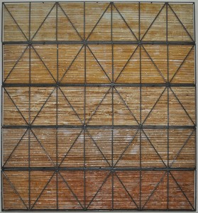 Tales of Lines, 2015, corrosion patina on canvas and steel, 153 x 153cm