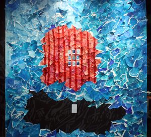They Expected Her to Bleed - Instead, She Blued, 2015, Mixed media wall installation