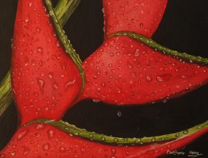 Red palulu, oils on canvas board, 2017