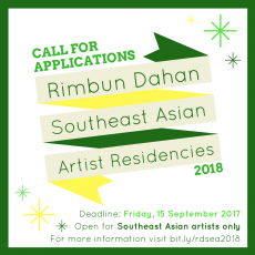 Open call poster for Rimbun Dahan Southeast Asian Residency 2018